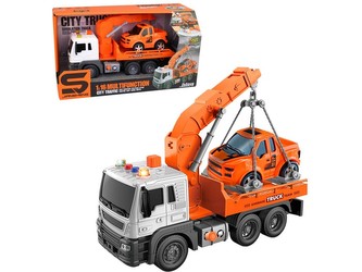 Auto odtahové služba, na setrvačník,  se světlem a zvukem, na baterie,  26 x 10 x 14 cm