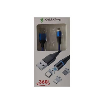 PremiumCord Magnetický micro USB a USB-C nabíjecí a datový kabel 1m, modrý