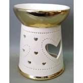 Aroma lampa, porcelánová. Zlato-bílá barva.