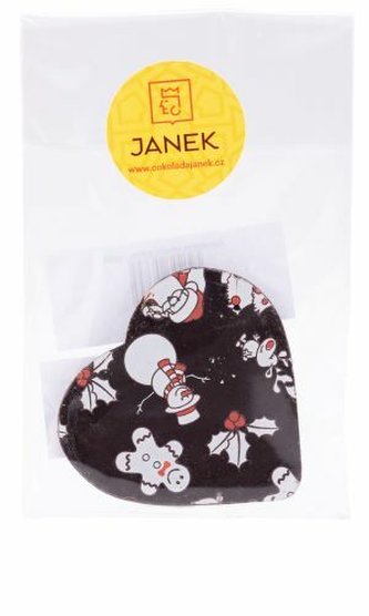 Čokoládovna Janek Hořké čokoládové srdíčko s vánočním potiskem 14 g