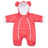 Zimní kojenecká kombinéza s kapucí a oušky New Baby Pumi red raspberry - velikost 68 (4-6m)