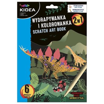 Wydrapywanka i kolorowanka 2w1 Dinozaury KIDEA Wydrapywanka i kolorowanka 2w1 Dinozaury KIDEA