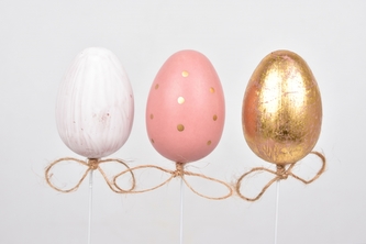 Vajíčko zápich růžové 4 cm, sada 12 ks