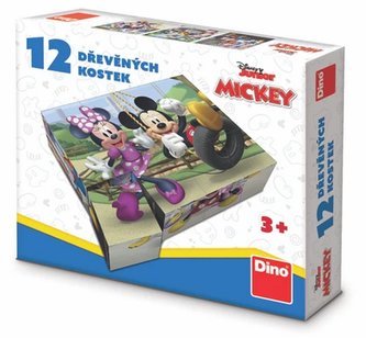 Mickey a Minnie - Dřevěné kostky 12 ks Mickey a Minnie - Dřevěné kostky 12 ks