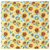Ubrus s motivem slunečnic, modrý podklad, 80x80 cm,100 % polyester.