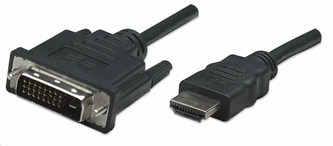 Manhattan kabel HDMI na DVI-D, Dual Link, 1m, černá