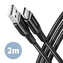 AXAGON BUCM-AM20AB, HQ kabel USB-C  USB-A, 2m, USB 2.0, 3A, ALU, oplet, černý