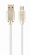 GEMBIRD Kabel USB-A na USB-C kabel (AM/CM), 2m, pogumovaný, bílý, blister