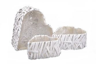 Koš srdce z proutí sada 3 ks