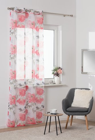 Dekorační vzorovaná záclona s kroužky DALIA červená 140x260 cm (cena za 1 kus) MyBestHome