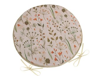 Sedák DITA kulatý hladký - větvičky na režné - béžová, zelená, oranžová - průměr 40 cm, výška puru 2 cm