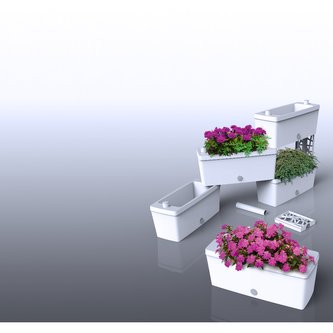 BAMA Sada zavlažovacích truhlíků BRICK, bílá