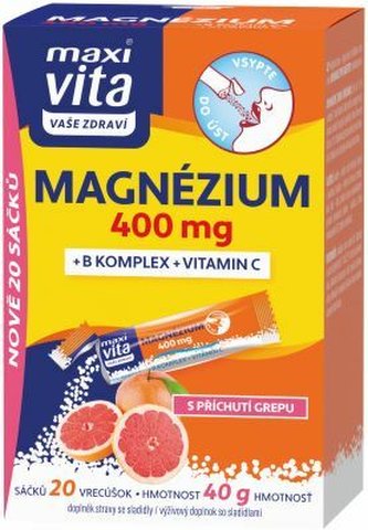 Maxi Vita Magnézium 400 mg + B komplex + Vitamín C 20 sáčků