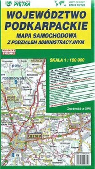 WOJ. PODKARPACKIE mapa samochodowa z podziałem administracyjnym