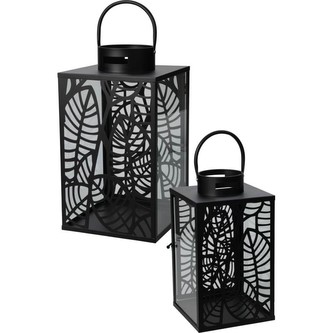 Lucerna na svíčku kovová sada 2 ks černá