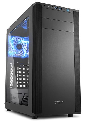 Sharkoon skříň M25-W / Middle Tower / 2x USB3.0 / průhledná bočnice / černá