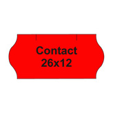 Etikety cen. CONTACT 26x12 oblé - 1500 etikiet/kotúčik, červené