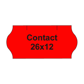 Etikety cen. CONTACT 26x12 oblé - 1500 etikiet/kotúčik, červené