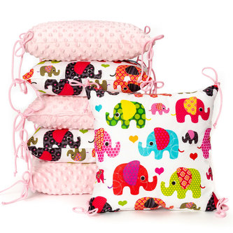 T-TOMI Polštářkový mantinel MINKY Pink elephant T-TOMI Polštářkový mantinel MINKY Pink elephant