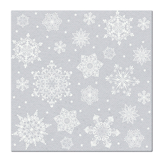 Ubrousky PAW AIRLAID L 40x40cm Snowflakes silver