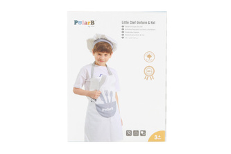 Kuchařská sada, zástěra + čepice Kuchtík, bílá/šedá Kuchařská sada, zástěra + čepice Kuchtík, bílá/šedá