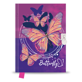 Památník 14x18 cm, 80 l., čistý se zámkem - Butterfly