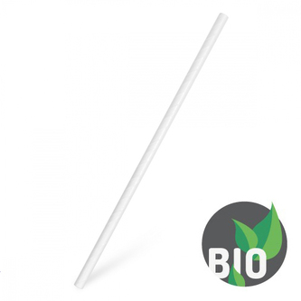 Slámky papírové JUMBO bílé 20 cm, 100 ks