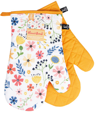 Kuchyňské bavlněné rukavice - chňapky FLOWER BOMB 100% bavlna 19x30 cm Essex