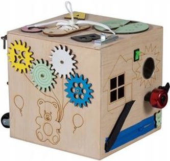 Kostka Manipulacyjna Montessori Sensoryczna 16w1 średnia natural