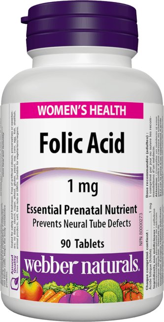 Webber Naturals Folic Acid 1 mg 90 tbl