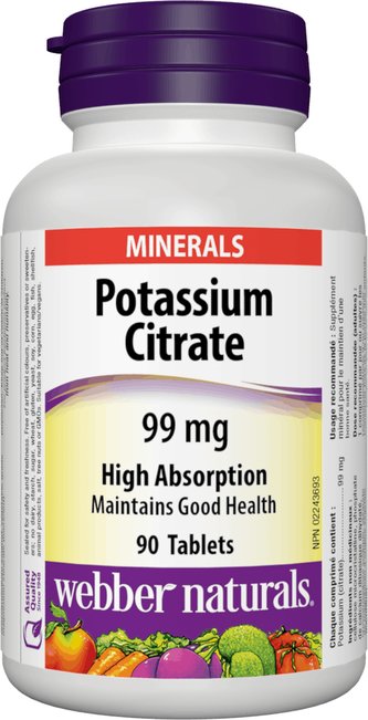 Webber Naturals Potassium Citrate draslík 90 tablet Webber Naturals Potassium Citrate draslík 90 tablet
