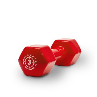 Power System Vinyl Dumbell 3 kg red