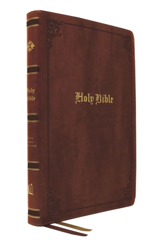KJV, Large Print Center-Column Reference Bible, Bonded Leather, Brown, Red Letter, Comfort Print