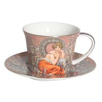 HOME ELEMENTS Hrnek 250 ml, s podšálkem, Mucha tmavý