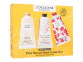 L'Occitane Pink Flowers krém na ruce Néroli & Orchidée 75 ml + krém na ruce Cherry Blossom 75 ml + krém na ruce Rose 75 ml