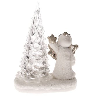 Porcelánový anděl s hvězdou, s LED světlem, 6/36