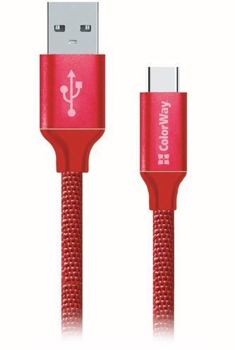 Colorway Datový Kabel Usb /USB-C/ 1m/ 2.1A/ Červený