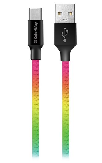 Colorway Datový Kabel Usb / Usb-C/ 1m/ 2.4A/ Multicolor