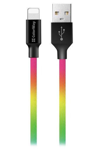 Colorway Datový Kabel USB/ Apple Lightning/ 2.4A/ 1m/ Multicolor
