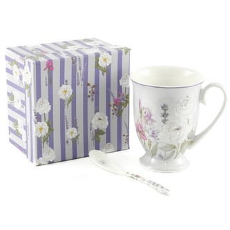 HOME ELEMENTS Hrnek 280 ml, se lžičkou, Levandule