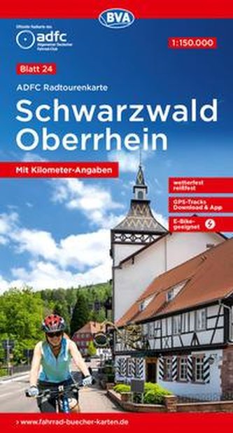 ADFC-Radtourenkarte 24 Schwarzwald Oberrhein 1:150.000, reiß- und wetterfest, E-Bike geeignet, GPS-Tracks Download, mit Bett+Bik