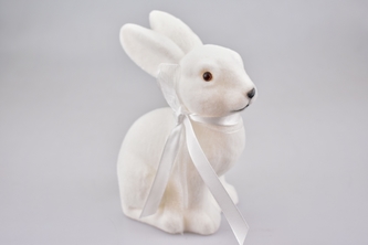 Dekorační zajíc bílý 15 cm