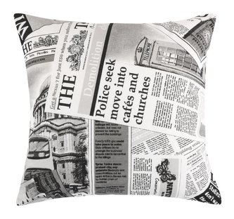 Povláček EMA - noviny černé - 45x45 cm