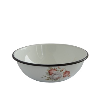 Miska smalt bílá 24,5cm/2,5L růže