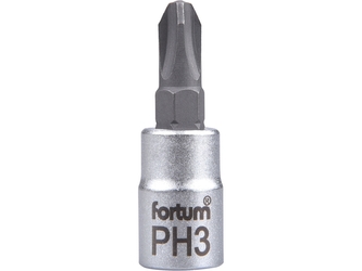 FORTUM hlavice zástrčná 1/4" hrot křížový, PH 3, L 37mm