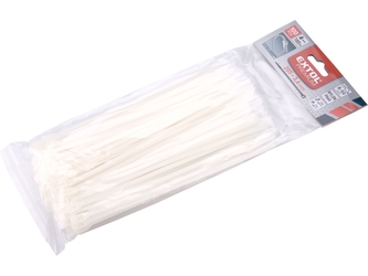 EXTOL PREMIUM pásky stahovací na kabely EXTRA, bílé, 205x3,6mm, 100ks, nylon PA66