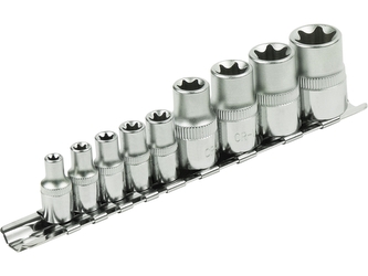 EXTOL PREMIUM hlavice nástrčné vnitřní TORX , sada 9ks, 1/4",1/2", CrV
