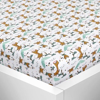 Prostěradlo jersey s elastanem - žirafy - 60x120 cm