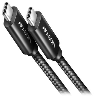 AXAGON datový a nabíjecí kabel USB-C na USB-C / USB4 Gen3x2 / 5A / PD 100W / 8K@60Hz/4K@120Hz opletený / 1m / černý