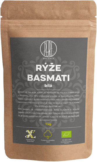 BrainMax Pure Rýže, bílá, Basmati BIO, 1kg